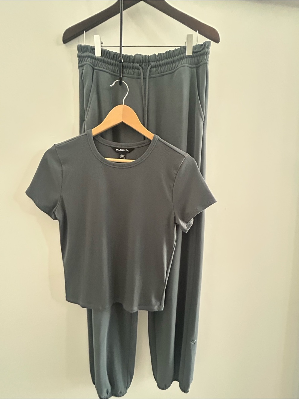 Athleta Signature Ribbed Tee and Jogger Set